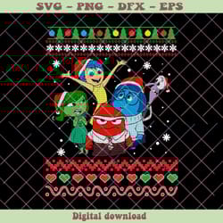 disney inside out characters cute christmas svg cricut files, png - svg files, z706