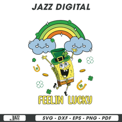 feelin lucky st patricks day spongebob svg digital file