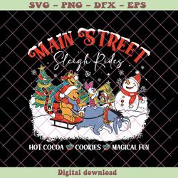 retro winnie the pooh main street sleigh rides svg file, png - svg files, z934
