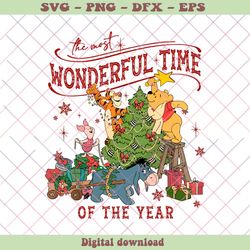 retro winnie the pooh wonderful time of the year svg file, png - svg files, z1385