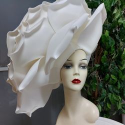 Large rose Wedding hat 22 inch Derby women headgear retro style Mother of the bride designer hat Tea party Handmade hat
