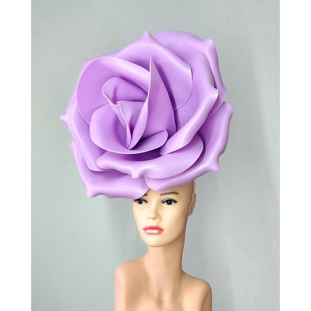 big rose Lavender fascinator headband  wedding headdress.jpg