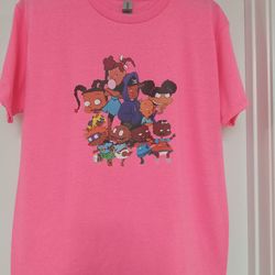 Rugrats N Bebe Kids Graphic Print T-Shirt Youth Large Safety Pink