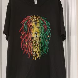 Rasta Lion Graphic Print T-Shirt Large