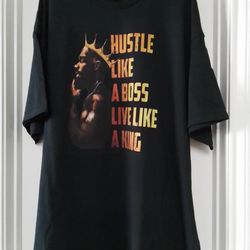 Hustle Like A Boss Live Like A King Graphic Print T-Shirt