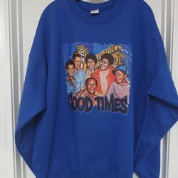 Good Times Graphic Print Oversized Sweatshirt XL/XXL Royal Blue