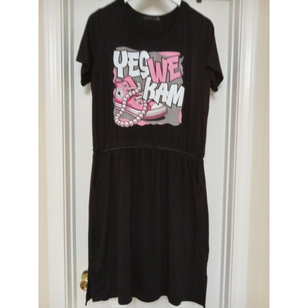 Tie Front Jumper Dress WYES WE KAM Graphic Print XL 0