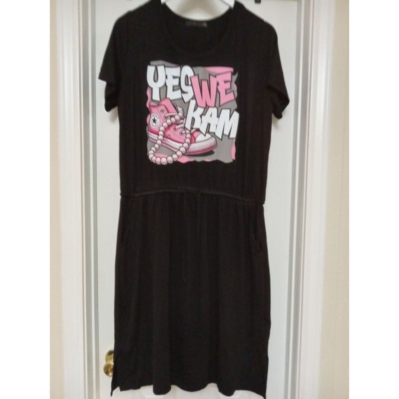 Tie Front Jumper Dress WYES WE KAM Graphic Print XL 0