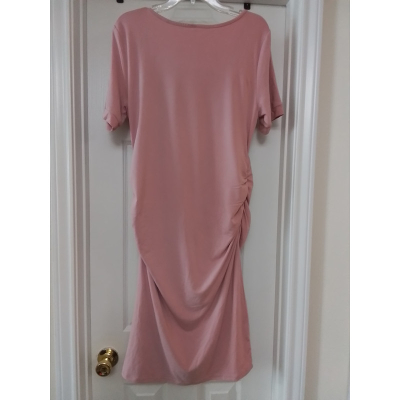 Dusty Pink Side Ruched Dress WYES WE KAM Graphic Print XL 1