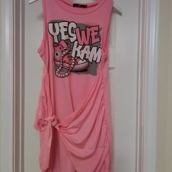 pink tie front bodycon dress w/yes we kam graphic print xl