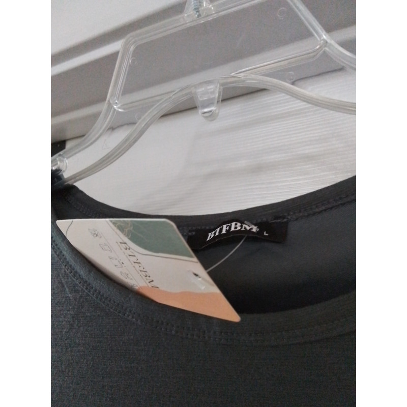 Dark Grey Ruched Side Dress WYES WE KAM Graphic Large 2