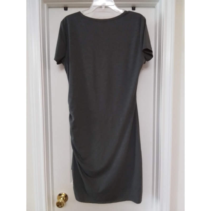 Dark Grey Ruched Side Dress WYES WE KAM Graphic Large 3