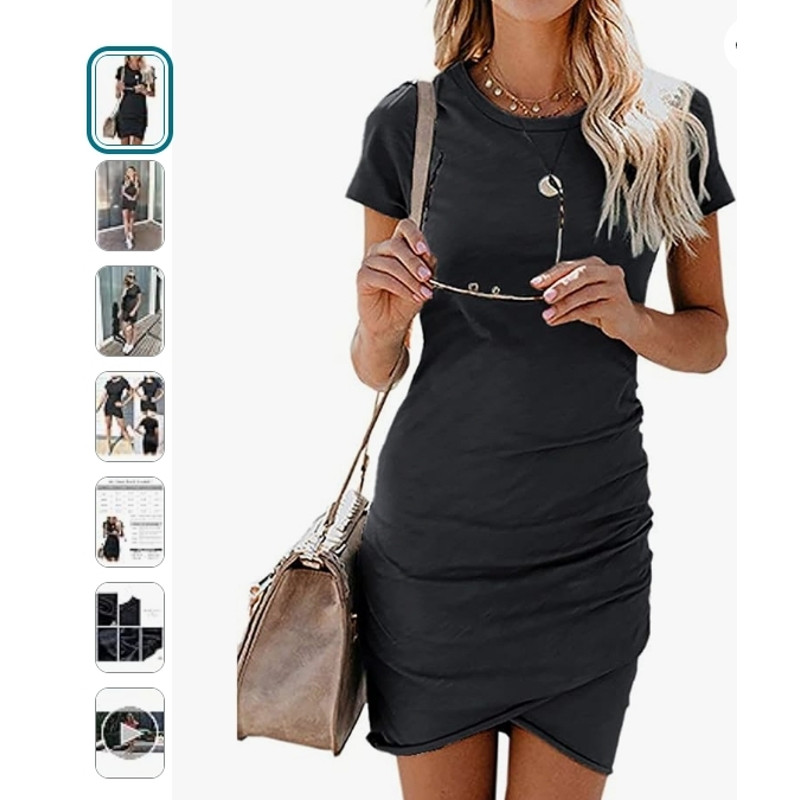 Dark Grey Ruched Side Dress WYES WE KAM Graphic Large 4