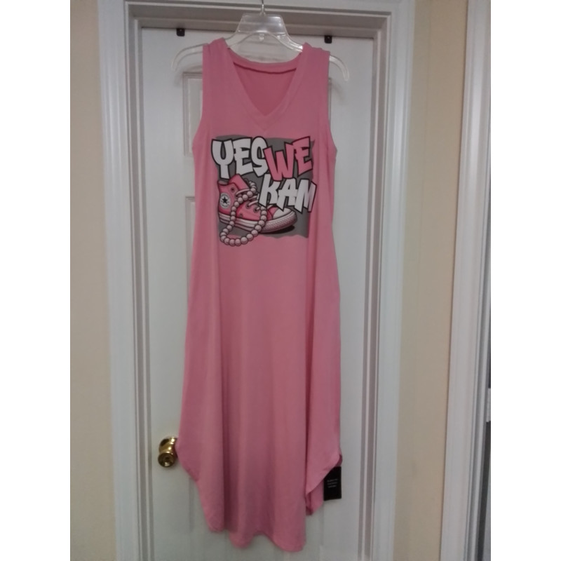Pink Long Dress WYES WE KAM Graphic Print Small 0