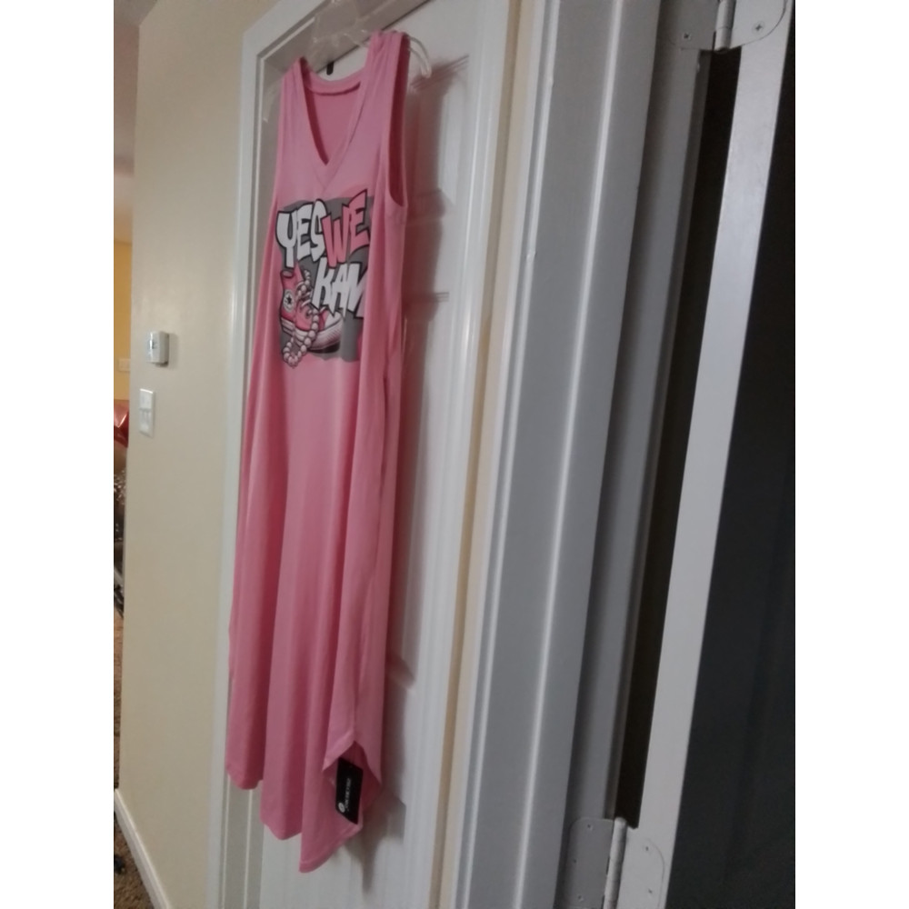 Pink Long Dress WYES WE KAM Graphic Print Small 2