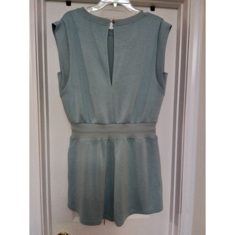 Pastel Green Tie Waist Romper WYES WE KAM Graphic Print Large 2