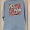 Powder Blue Sweatshirt Top WYES WE KAM Graphic Print Large 0