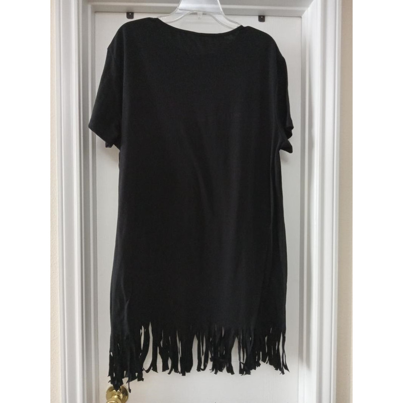 Black Fringe Top WYES WE KAM Graphic Print 2XL 1