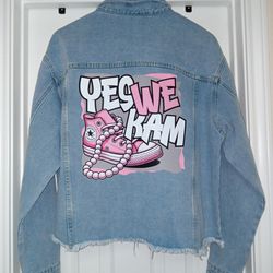 denim jacket w/yes we kam graphic print 2xl