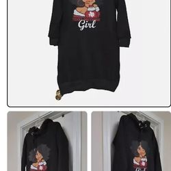 sweatshirt hoodie dress w/tsu girl graphic print small