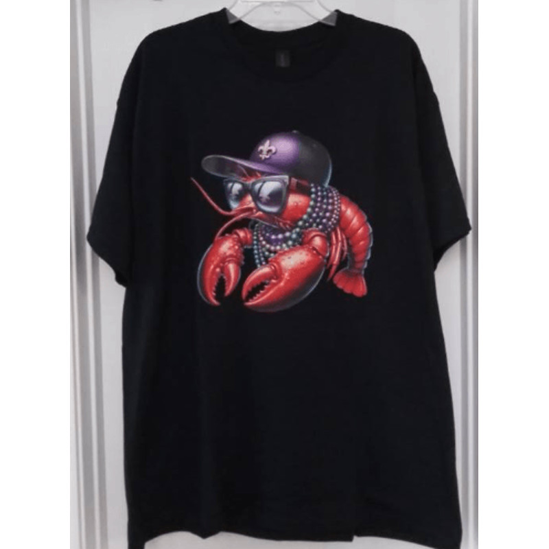 Saints Emblem Mardi Gras Crawfish Graphic Print Hoodie Medium 1