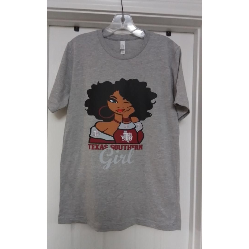 Texas Southern Girl Graphic Print TShirt Medium Gray 0