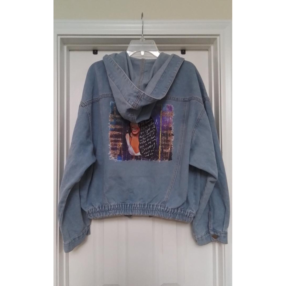 Selena Dreaming Of You Graphic Print Jean Jacket Hoodie Size XL 1