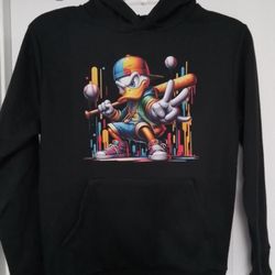 baseball duck youth hoodie black size 8/10