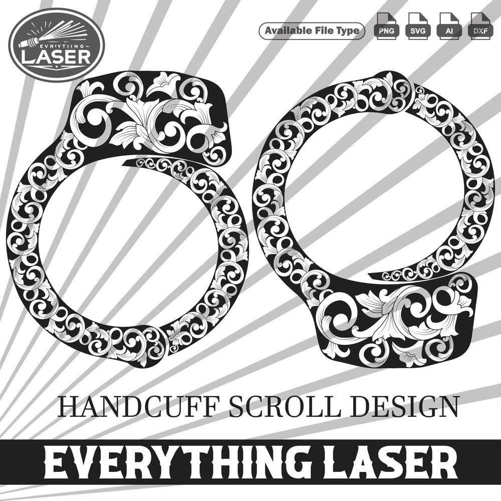 HANDCUFF SCROLL Design 08 Logo Seal Custom Ai Vector SVG DXF PNG Digital Lasercut Lasermachine 0