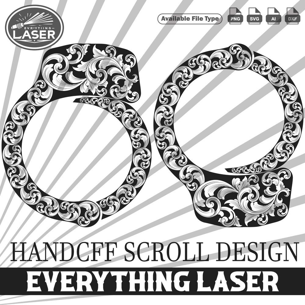 HANDCUFF SCROLL Design 09 Logo Seal Custom Ai Vector SVG DXF PNG Digital Lasercut Lasermachine 0