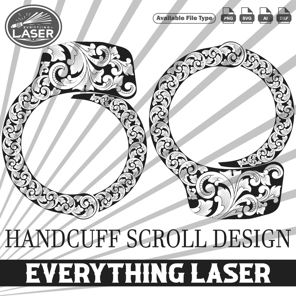 HANDCUFF SCROLL Design 10 Logo Seal Custom Ai Vector SVG DXF PNG Digital Lasercut Lasermachine 0