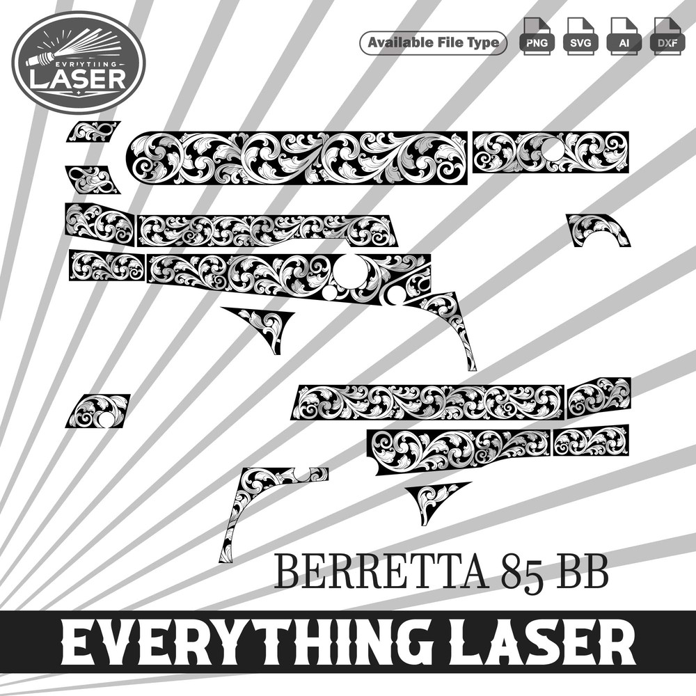Berretta 85 BB SCROLL DesignLogo Seal Custom Ai Vector SVG DXF PNG Digital Lasercut Lasermachin 0