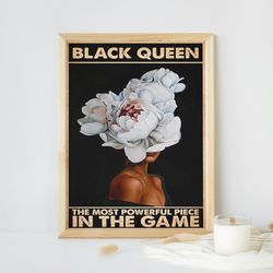 black flower art, black queen art, black woman art, digital download, digital file for mug, tshirt, poster, png/svg/jpg