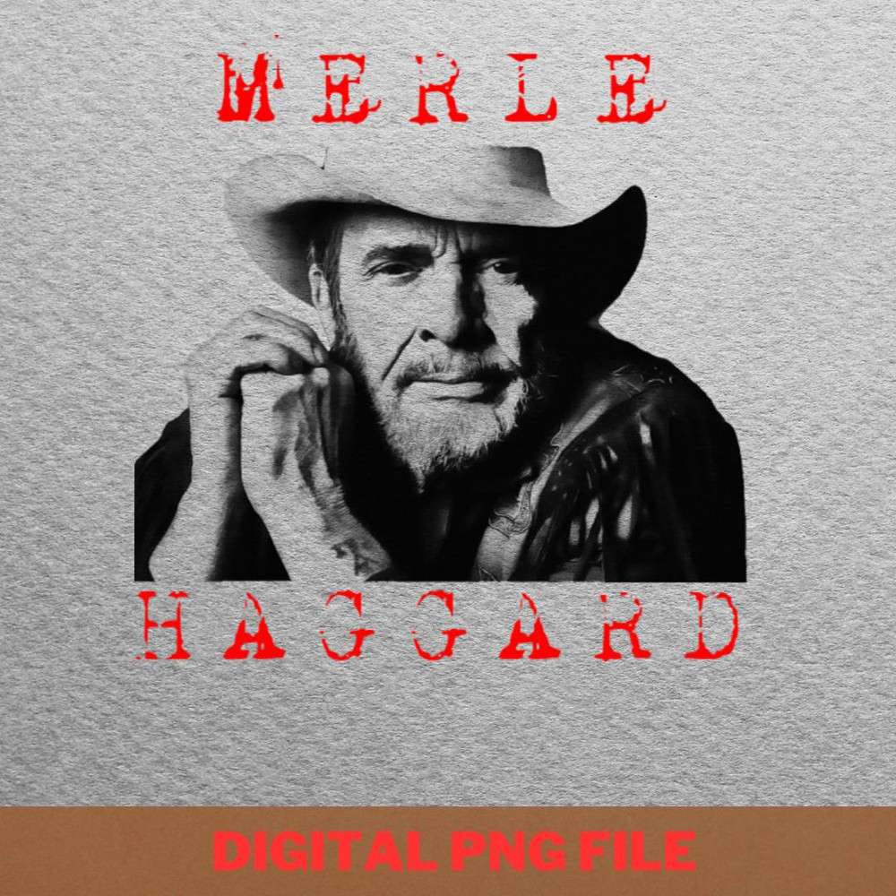Merle Haggard Visual Art PNG, Country Music PNG, Outlaw Music Digital Png Files.jpg