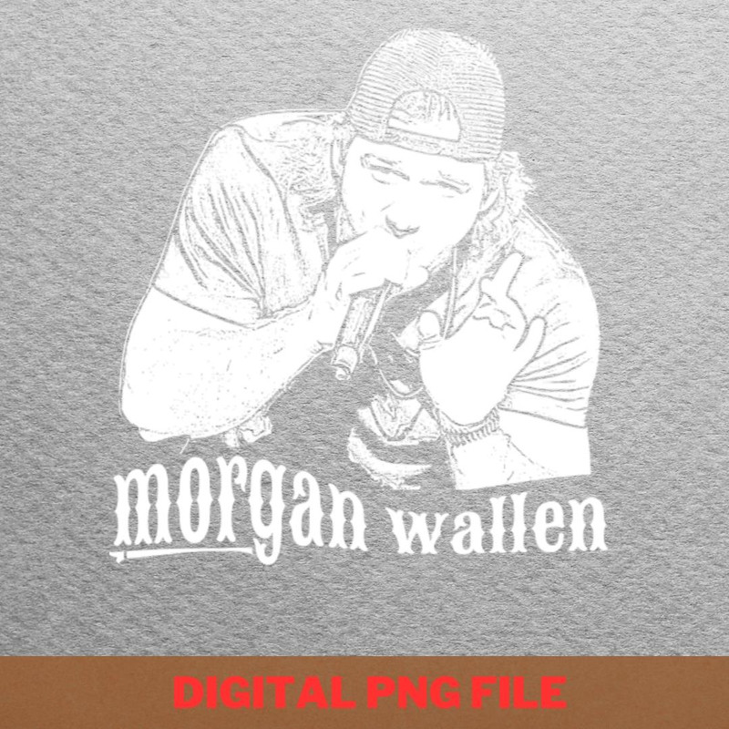 Morgan Wallen White Retro  PNG, Country Music PNG, Outlaw Music Digital Png Files.jpg