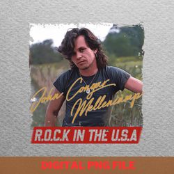 retro portrait mellencamp rock in the usa png, country music png, outlaw music digital png files