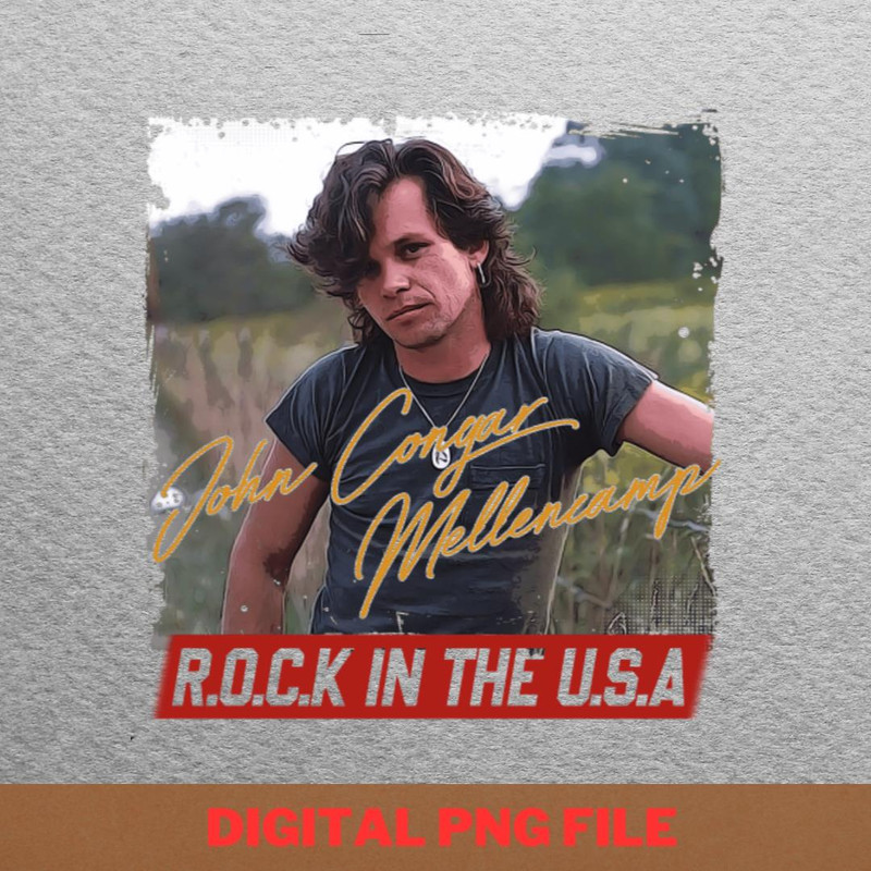 Retro Portrait Mellencamp Rock In The Usa PNG, Country Music PNG, Outlaw Music Digital Png Files.jpg