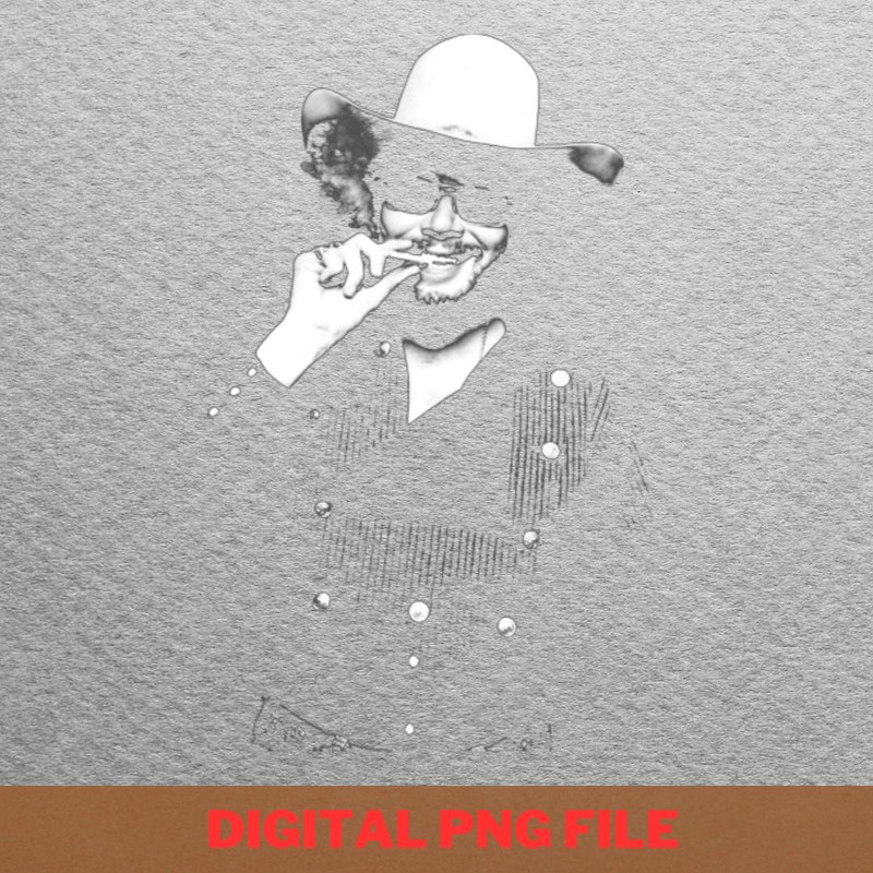 Smoking Idol Hank Country Music Art PNG, Country Music PNG, Outlaw Music Digital Png Files.jpg