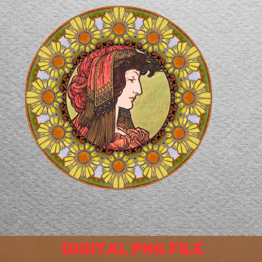 Alphonse Mucha Floral PNG, Alphonse Mucha PNG, Art Nouveau Digital Png Files.jpg