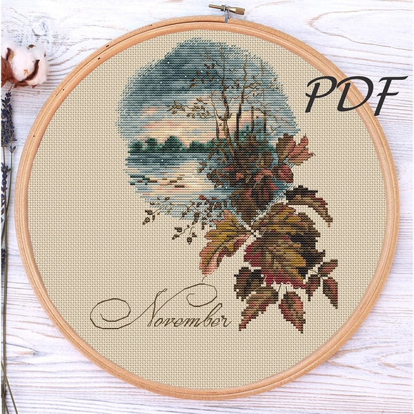 Pattern Image For November Cross stitch pattern calendar pattern