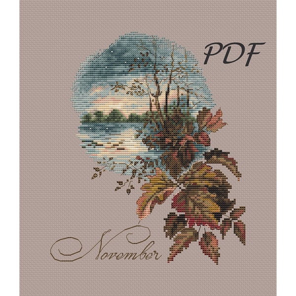 November Print Pattern Cross stitch pattern calendar pattern