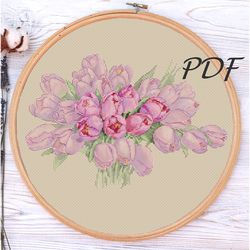 Cross stitch pattern pdf tenderness of pink design for embroidery