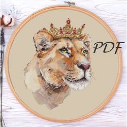 cross stitch pattern pdf lioness design for embroidery