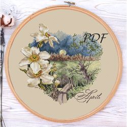 cross stitch pattern pdf design for embroidery april moonscape