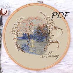 cross stitch pattern pdf january landscape design for embroidery