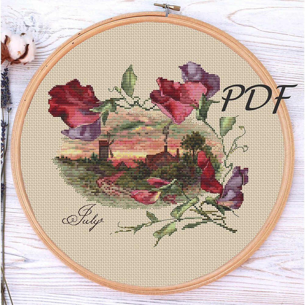 Cross Stitch Pattern Pdf July Design For Embroidery 0
