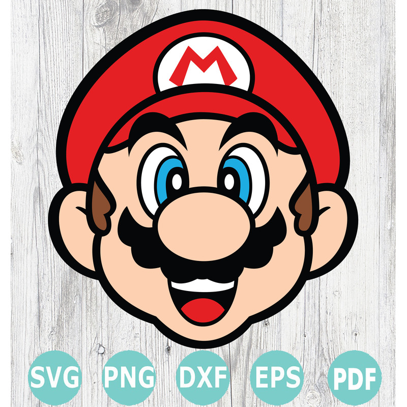 Mario Face Svg Png Pdf Eps Dxf Bundle Cricut Cut Files Silhouette And Sublimation Mario Svg 0