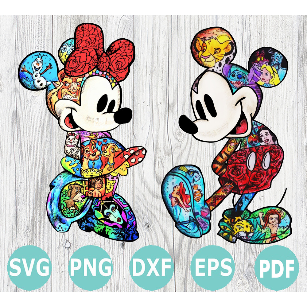 Mickey  Minnie Splash Of Color PNG Cartoon Characters PNG Waterslide Sublimation Mickey Printable D 0