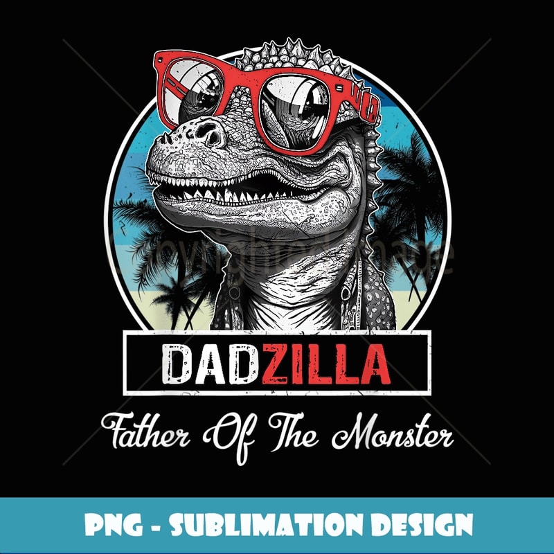 Dadzilla Dinosaur Men Glasses Retro Vintage Fathers Day - PNG Sublimation Digital Download