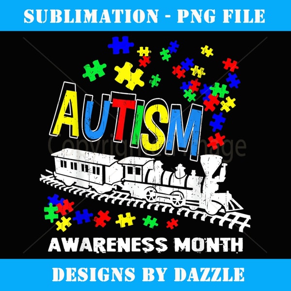 Autism Awareness Month Puzzle Train Cute Autistic Aware Art | Inspire ...
